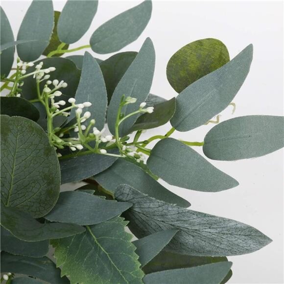 Artificial Green Eucalyptus Wreath,15 inches Greenery Wreath with Clusters - Picture 3 of 12